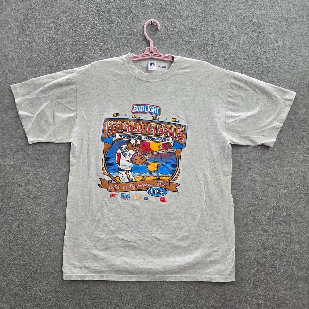 VINTAGE World Finals Men Shirt XL Gray Single Stitch Russell 90s USA